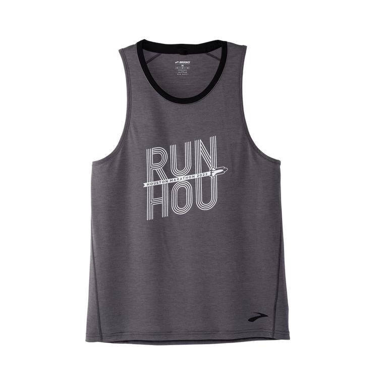 Brooks HOUSTON22 DISTANCE GRPHIC Running Tank Top Mens Sale - Shadow Grey/Run HOU (VYJ560974)